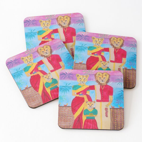 Item preview, Lion family celebrating Diwali  designed and sold by Kiruthikaarts.