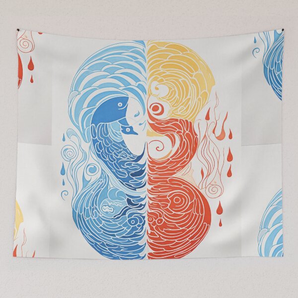 Item preview, Harmonious Mantas and Watercolors: An Asian-inspired Abstraction designed and sold by Piotrek0001.