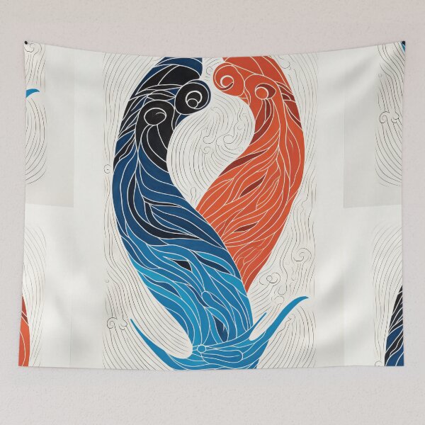 Item preview, Harmonious Mantas and Watercolors: An Asian-inspired Abstraction designed and sold by Piotrek0001.