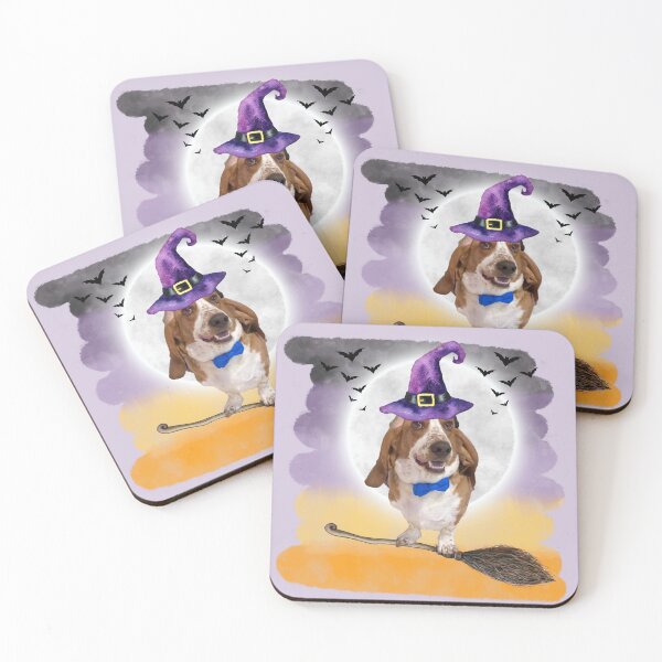 Item preview, Basset Hound Warlock Ready for a Witching Halloween designed and sold by ValsCrazyCats.