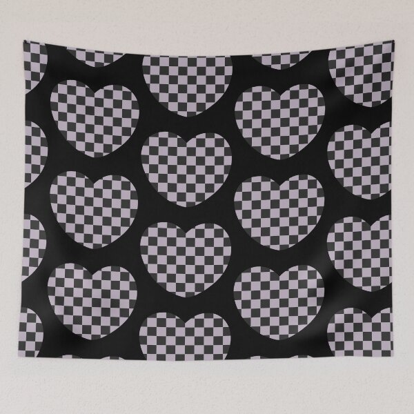 Item preview, purple heart checkered vintage retro y2k vibes love 90s aesthetic valentines day designed and sold by TNwandesignart.