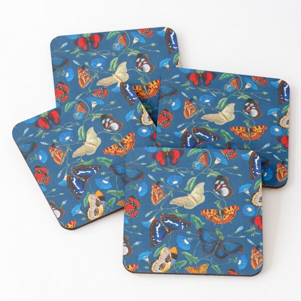 Item preview, Papillonia - Morning Glory with Butterflies in cobalt blue designed and sold by Delinda Graphic Studio.