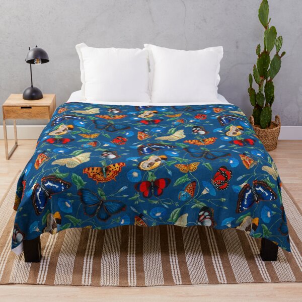 Item preview, Papillonia - Morning Glory with Butterflies in cobalt blue designed and sold by Delinda Graphic Studio.