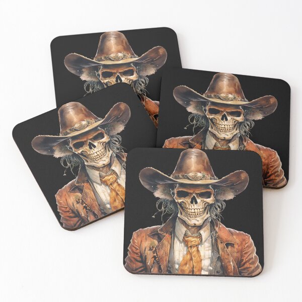 Item preview, Cowboy Spooky Halloween Skeleton Skull designed and sold by PugD.