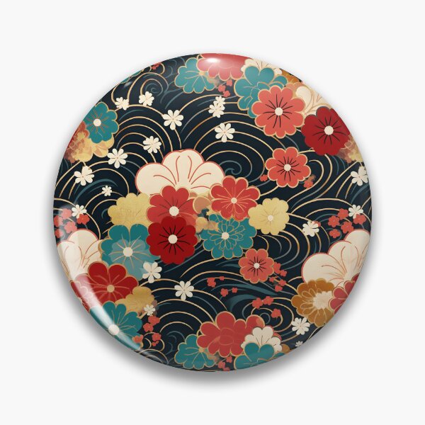 Item preview, Floral circle kimono pattern designed and sold by LittleNippon.