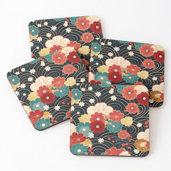 Item preview, Floral circle kimono pattern designed and sold by LittleNippon.