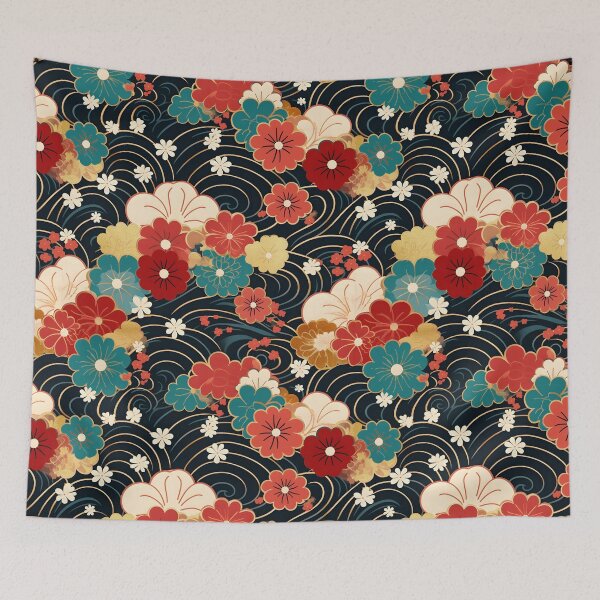 Item preview, Floral circle kimono pattern designed and sold by LittleNippon.