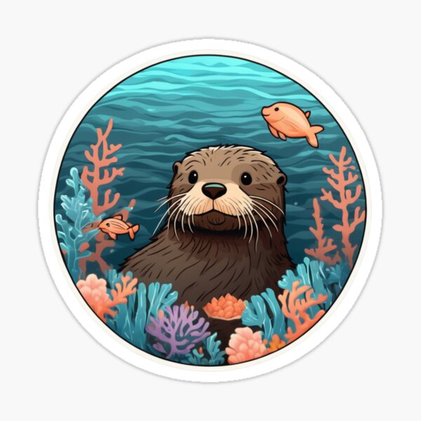 Item preview, Cute sea otter surrounded by urchins designed and sold by WildStudiio.