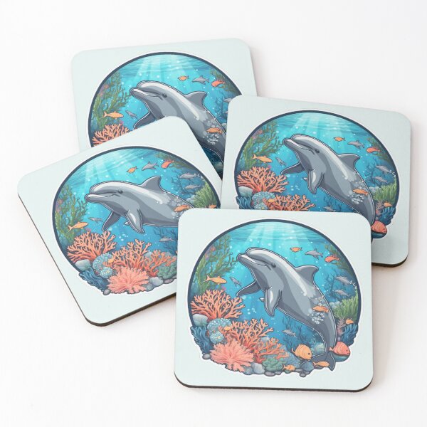 Item preview, Bottlenose dolphin surrounded by corals designed and sold by WildStudiio.