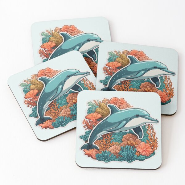 Item preview, Bottlenose dolphin surrounded by corals designed and sold by WildStudiio.