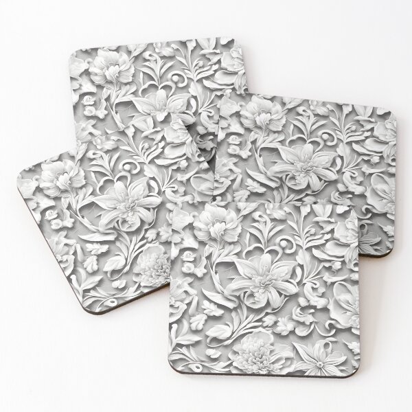 Item preview, seamless monochrome floral pattern in monochrome white and gray background. vector illustration designed and sold by APHIDAT-TA.