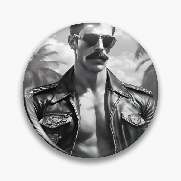 Item preview, Hunk with open leather shirt on motorbike, Tom of Finland Style designed and sold by Szenenbild.