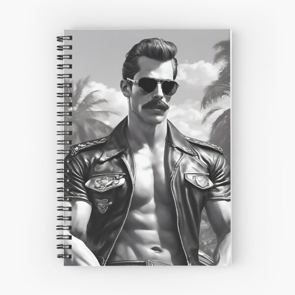 Item preview, Hunk with open leather shirt on motorbike, Tom of Finland Style designed and sold by Szenenbild.