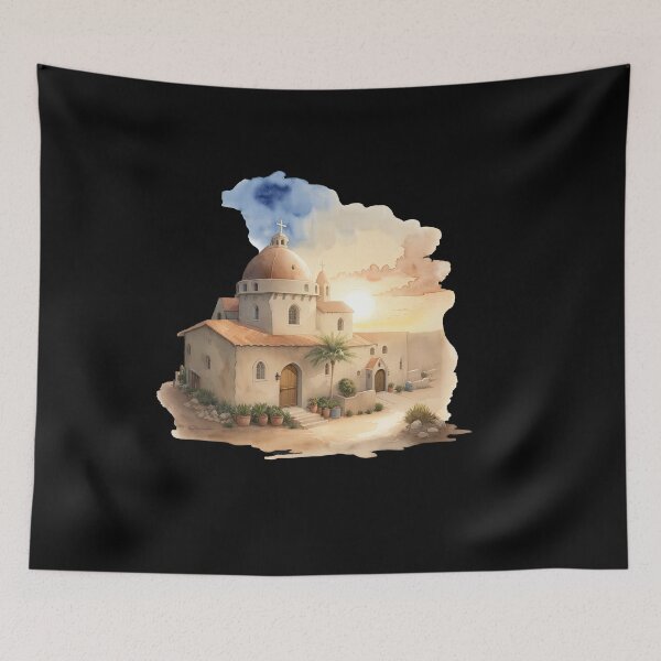 Item preview, Church with Palm Trees and Sunset designed and sold by pixclipart.