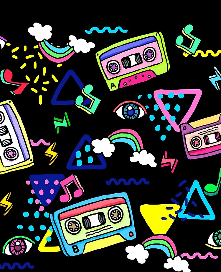 Retro 90s 80s Background Abstract Elements Music Cassette