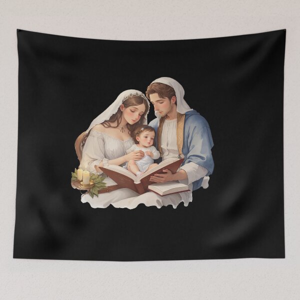 Artikelvorschau, Josef und Maria lesen dem Jesuskind vor entworfen und verkauft von pixclipart.