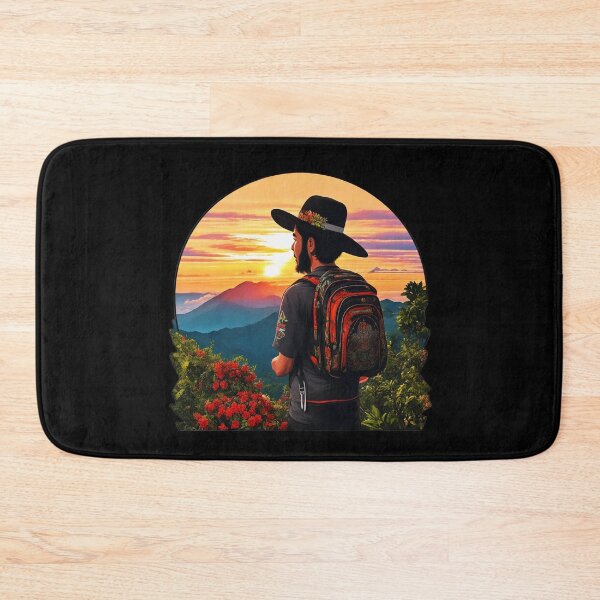 Item preview, Traveler with Hat Watching Sunset After Hike designed and sold by Ridiculam Toga.
