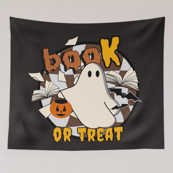 Item preview, Retro 70s groovy Halloween Boo Love Books. Book or Treat.  designed and sold by VieBelieve.