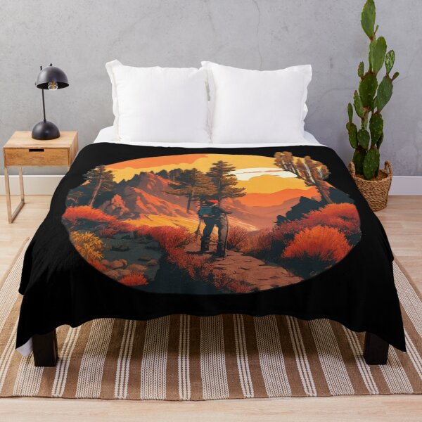 Item preview, Sunset Hiker Climbing Through Pine Forest designed and sold by Ridiculam Toga.