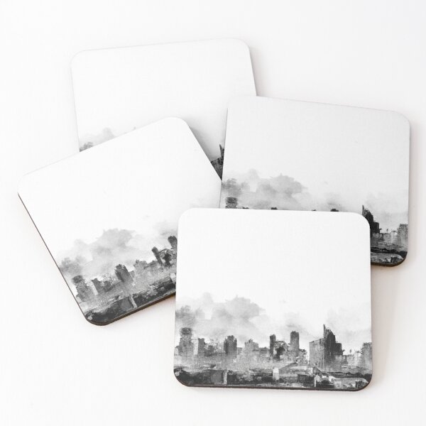 Item preview, bangkok city view black watercolor paint designed and sold by IssaraStudio.