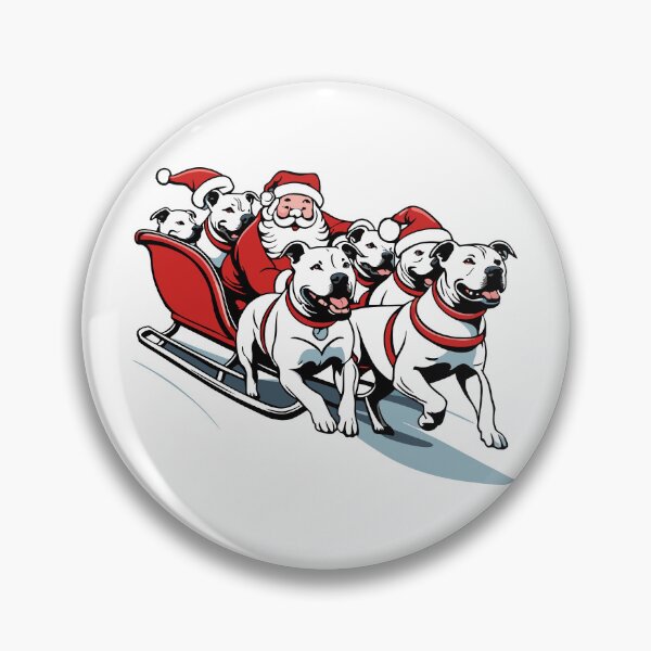 Item preview, Staffordshire Bull Terriers Pulling Santa's Sleigh designed and sold by Ameiva-Apparel.