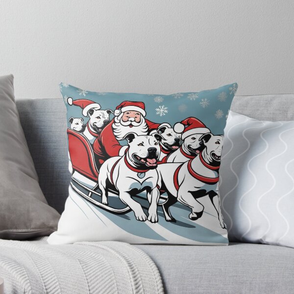 Item preview, Staffordshire Bull Terriers Pulling Santa's Sleigh designed and sold by Ameiva-Apparel.