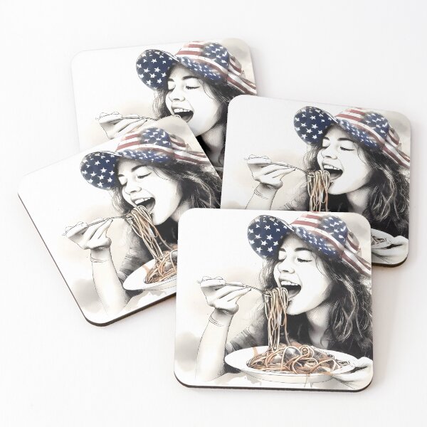 Item preview, Girl Eating Spaghetti (cute eating) designed and sold by meaningspace.