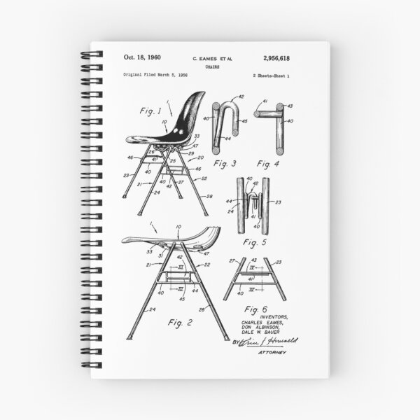 Item preview, Design Legacy Icons Charles Eames Stackable Nesting Chair US Patent Drawing designed and sold by Coastal Garden Design Studio.
