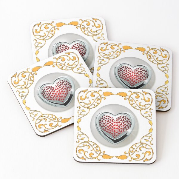 Item preview, Gold Frame Pearl Silver Red Hearts designed and sold by Dragon-God.