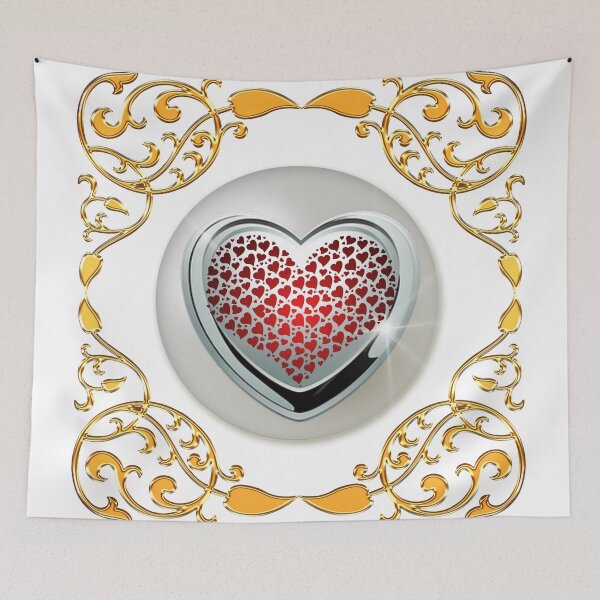 Item preview, Gold Frame Pearl Silver Red Hearts designed and sold by Dragon-God.