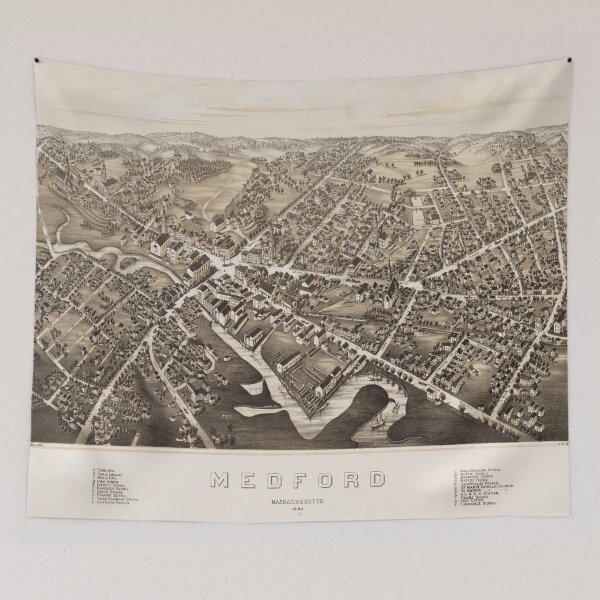 Item preview, Vintage Pictorial Map of Medford Massachusetts (1880) designed and sold by BravuraMedia.