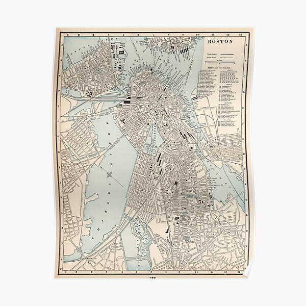 Vintage Map of Boston MA (1893) Poster