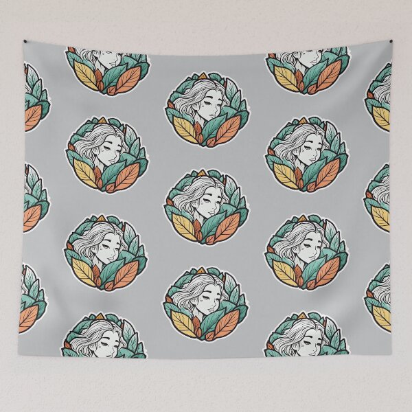 Item preview, Girl sleeping  in a pack of autumn leaves designed and sold by MiniCharm.