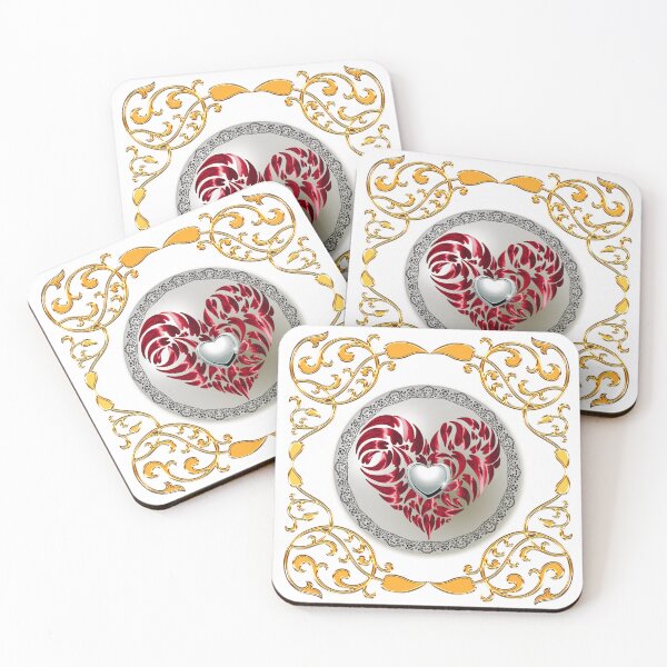 Item preview, Gold Framed Pearl Siver Red Heart designed and sold by Dragon-God.