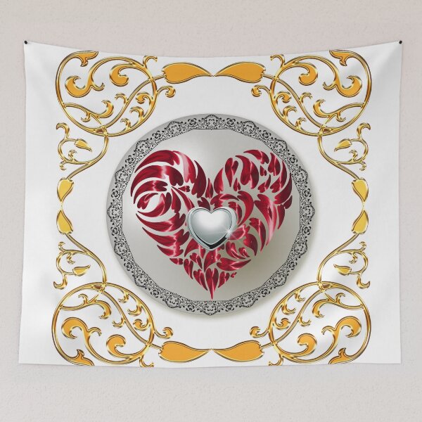 Item preview, Gold Framed Pearl Siver Red Heart designed and sold by Dragon-God.
