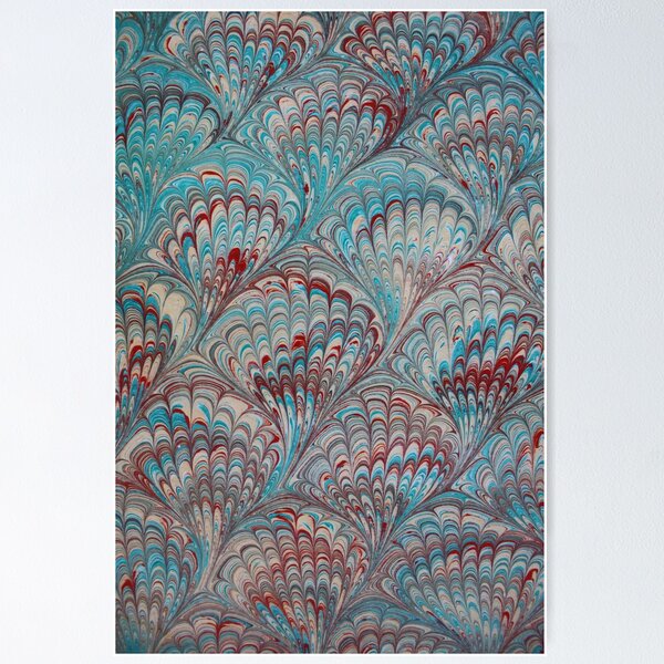 Item preview, Abstract Marbling Red and Teal - Very Unique (Vintage looking end paper) designed and sold by T Artist.