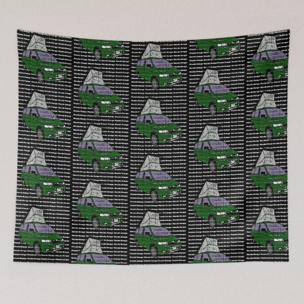 Item preview, Green Mazda Bongo Friendee distressed effect over repeating background designed and sold by LocalOddball.
