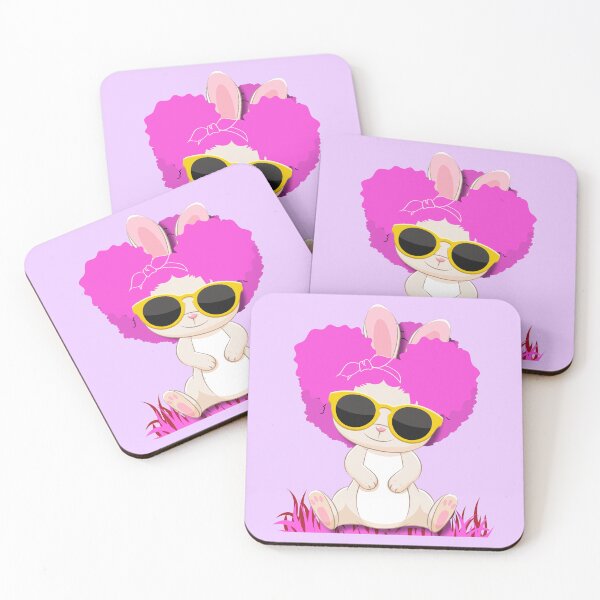 Item preview, Cute Afro Bunny with pink curls and sunglasses designed and sold by wejollydigitals.
