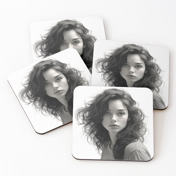 Item preview, Beautiful woman sketch, diecut  black and white designed and sold by OnlyIce.