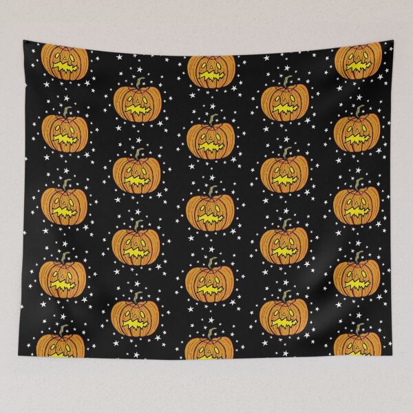 Item preview, Halloween Pumpkin + Stars - Black Background 2 designed and sold by Helen McCartney Designs.