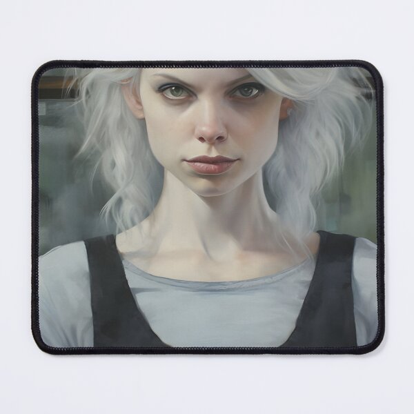 Item preview, Café Couture: Pastel Portrait of a White-Haired Barista designed and sold by BrioDesign.