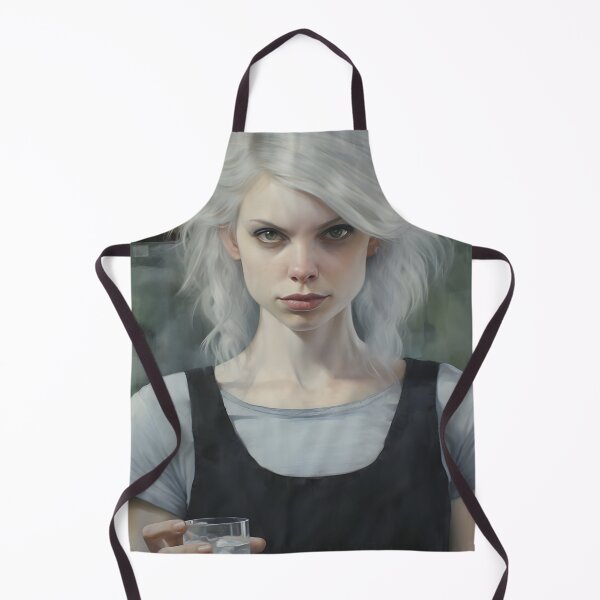 Item preview, Café Couture: Pastel Portrait of a White-Haired Barista designed and sold by BrioDesign.