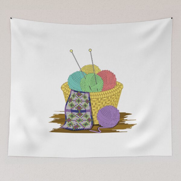 Item preview, Cesta de hilo llena de ovillos de hilo designed and sold by Ayesha Saleem.