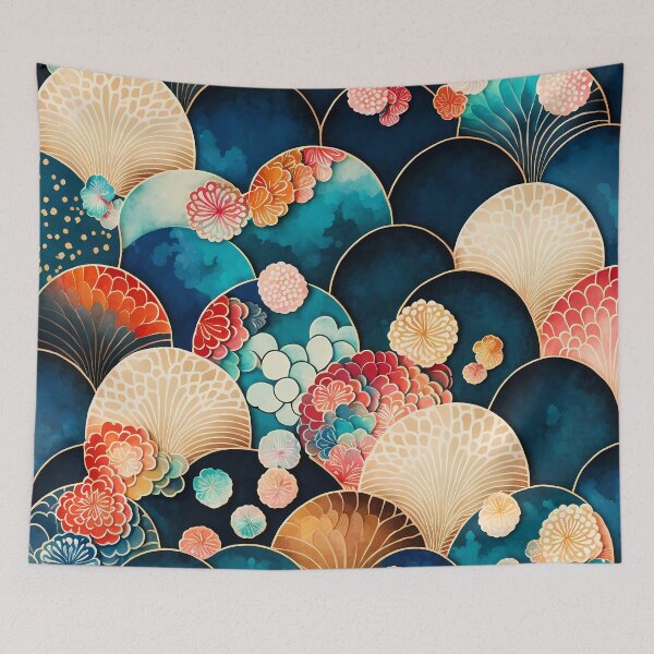 Item preview, Japanese scale kimono pattern designed and sold by LittleNippon.