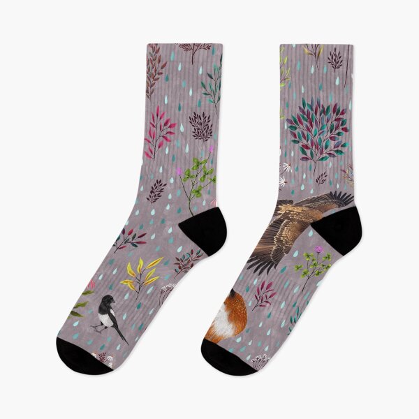 Item preview, Summer rain, foxes, hare, falcon designed and sold by Rebecca Reck Art.