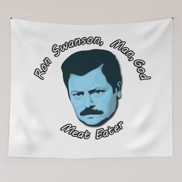 Item preview, Ron Swanson, man, God, meat eater! (Transparent background) designed and sold by PicsByTony.