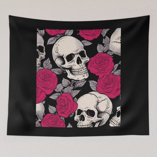 Item preview, Skull with roses designed and sold by Tysiek.