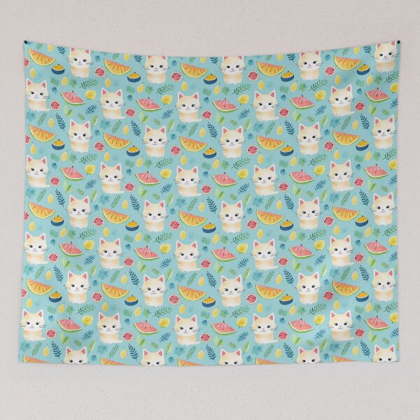 Item preview, Sunny Whiskers: Charming Watercolor Patterns with Cute Cats in Summer designed and sold by qoodesignstudio.