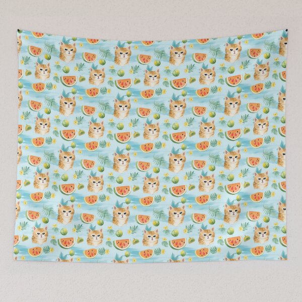 Item preview, Pawsome Paradise: Whimsical Watercolor Patterns with Adorable Cats in Summer designed and sold by qoodesignstudio.