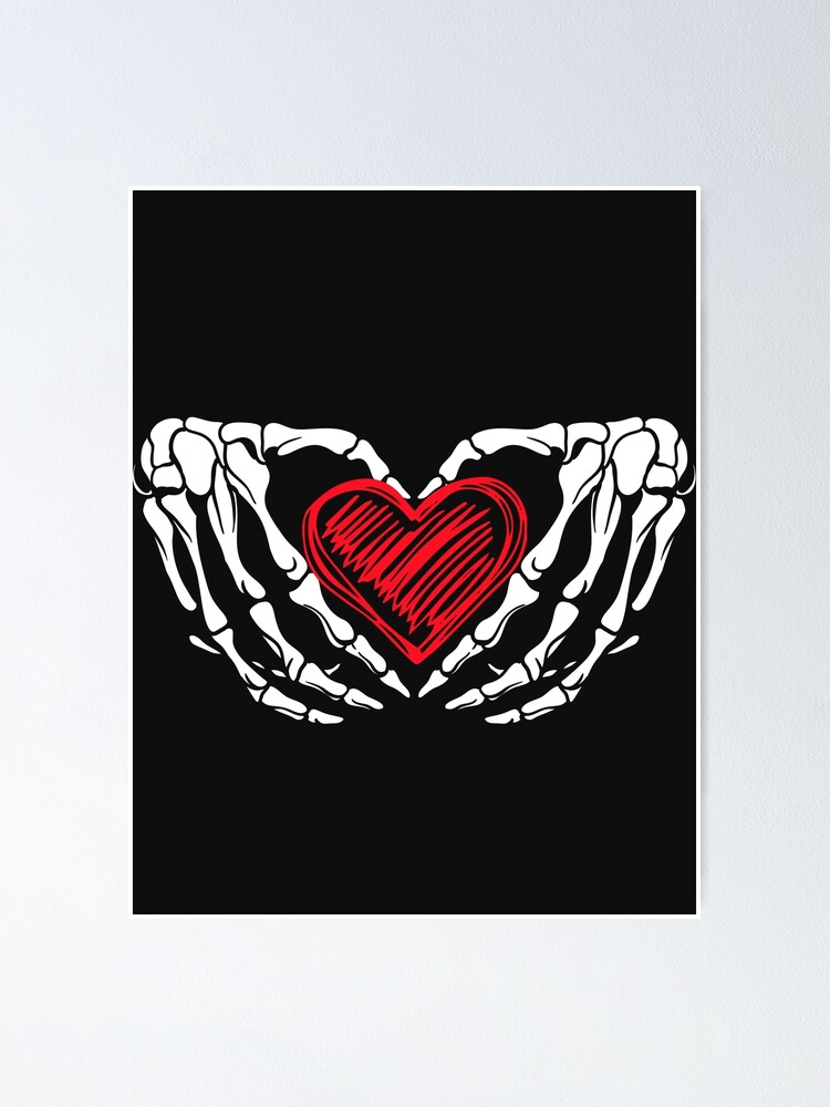 skeleton heart hands wall art fingers heart wall decor 2d art